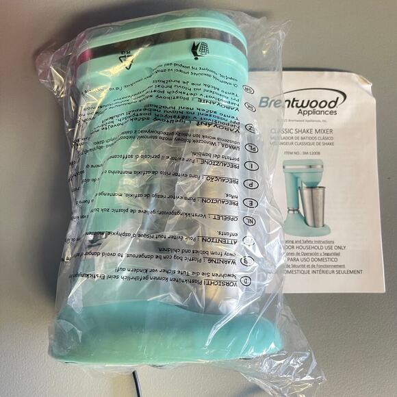 NWT Brentwood Classic Milkshake Maker SM-1200B Turquoise 15 oz - Picture 5 of 10